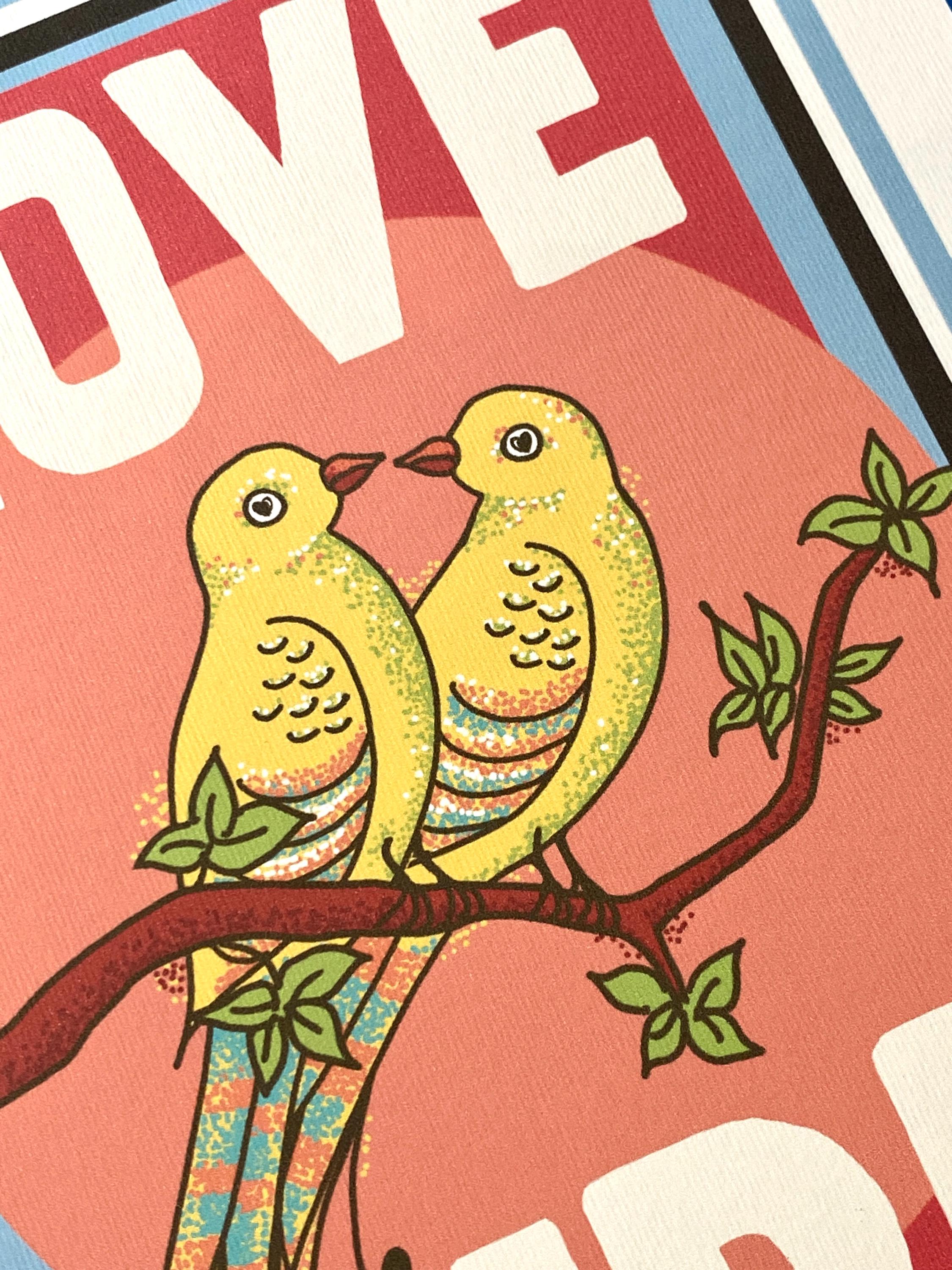 Vintage Style Love Bird Art Print: Retro Wall Decor, A4/A5 Size